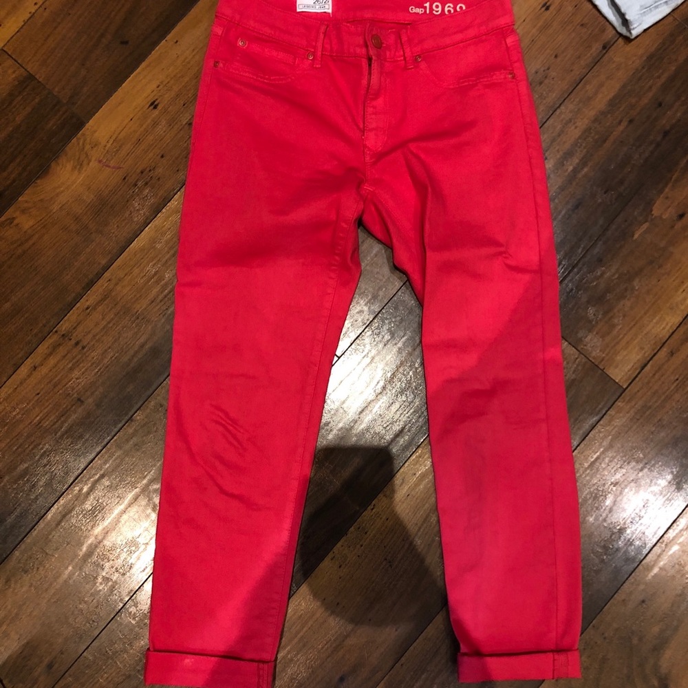 Coral skinny jeans